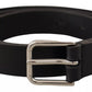 Dolce & Gabbana Black Classic Calf Leather Metal Box Buckle Belt