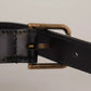 Dolce & Gabbana Black Classic Calf Leather Vintage Metal Buckle Belt