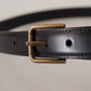 Dolce & Gabbana Black Classic Calf Leather Vintage Metal Buckle Belt