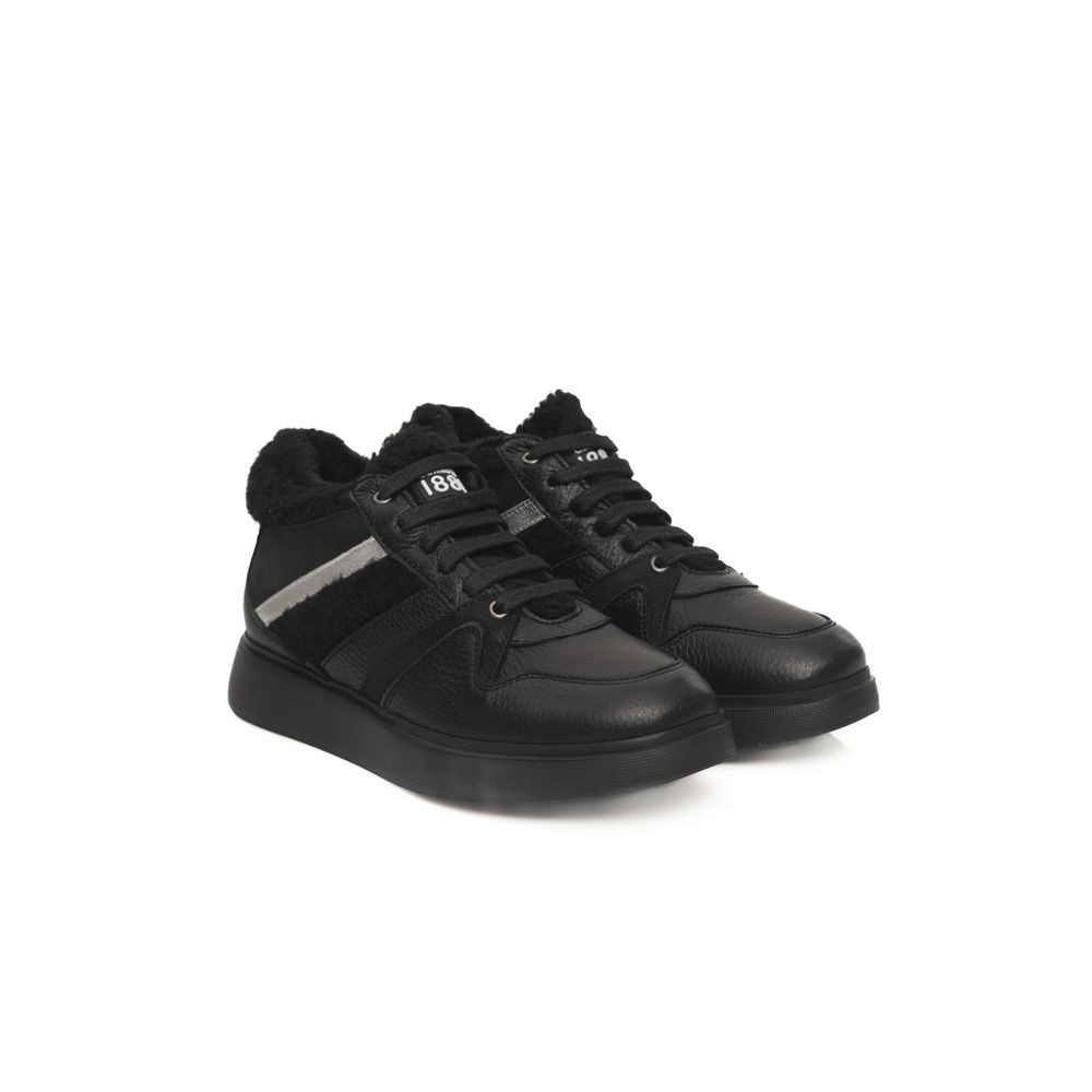 Cerruti 1881 Black Leather Women Platform Sneaker