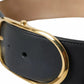 Dolce & Gabbana Black Leather Gold Oval Metal Buckle Belt