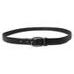 Dolce & Gabbana Black Leather Silver Metal Buckle Men Belt