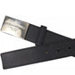 Dolce & Gabbana Black Leather Silver Rectangle Buckle Belt