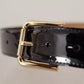 Dolce & Gabbana Black Patent Leather Gold Logo Engraved Buckle Belt