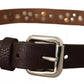 Dolce & Gabbana Brown Leather Studded Silver Metal Buckle Belt