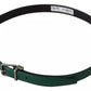 Dolce & Gabbana Green Calf Leather Silver Tone Metal Buckle Belt