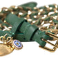 Dolce & Gabbana Green Embellished Chain Gold Buckle Belt