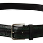 Dolce & Gabbana Green Logo Print Cintura Silver Buckle Belt