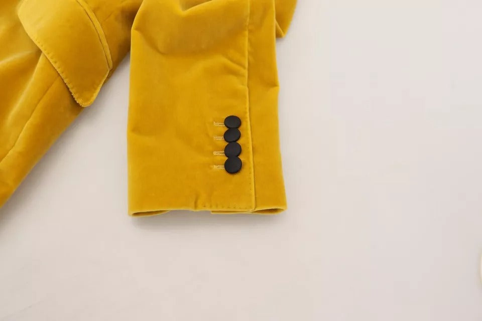 Dolce & Gabbana Yellow Velvet Single Breasted Blazer SICILIA