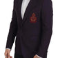 Dolce & Gabbana Purple Logo Single Breasted Wool Blazer