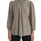 Dolce & Gabbana Gray Mock Neck Long Sleeves Top Blouse