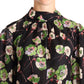 Dolce & Gabbana Silk Black Floral Print Long Sleeve Top Blouse