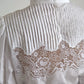 Dolce & Gabbana White Cotton Lace Trim Turtle Neck Blouse