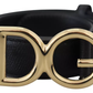 Dolce & Gabbana Black Leather GOLD DG Logo Buckle Womens