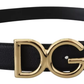 Dolce & Gabbana Black Leather GOLD DG Logo Buckle Womens