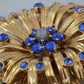 Dolce & Gabbana Gold Brass Blue Crystals Embellished Jewelry Brooch