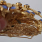 Dolce & Gabbana Gold Brass Blue Crystals Embellished Jewelry Brooch