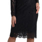 Dolce & Gabbana Black Nylon Lace Embellished Sheath Dress