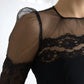 Dolce & Gabbana Black Sheer Floral Lace Sheath Midi Dress