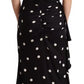 Dolce & Gabbana Black Silk Polka Dots V-neck Sheath Midi Dress