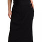 Dolce & Gabbana Black Silk Stretch Strapless Sheath Midi Dress