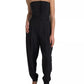 Dolce & Gabbana Black Wool Stretch Strapless Jumpsuit Dress