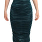 Dolce & Gabbana Dark Green Bustier Bodice Satin Draped Dress