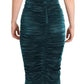 Dolce & Gabbana Dark Green Bustier Bodice Satin Draped Dress