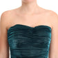 Dolce & Gabbana Dark Green Bustier Bodice Satin Draped Dress