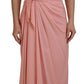 Dolce & Gabbana Pink Silk Stretch Strapless Sheath Midi Dress