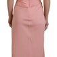 Dolce & Gabbana Pink Silk Stretch Strapless Sheath Midi Dress