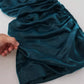 Dolce & Gabbana Silk Blend Blue Satin Fitted Strapless Dress