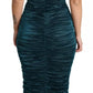 Dolce & Gabbana Silk Blend Green Satin Fitted Strapless Dress