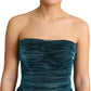 Dolce & Gabbana Silk Blend Green Satin Fitted Strapless Dress