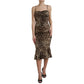 Dolce & Gabbana Silk Brown Leopard Print Ruched Midi Dress