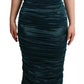 Dolce & Gabbana Turquoise Bustier Bodice Draped Midi Dress