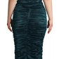 Dolce & Gabbana Turquoise Bustier Bodice Draped Midi Dress