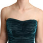 Dolce & Gabbana Turquoise Bustier Bodice Draped Midi Dress