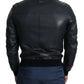 Dolce & Gabbana Black Leather Full Zip Men Bomber Jacket