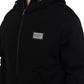 Dolce & Gabbana Black Cotton Hooded Logo Bomber Jacket