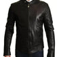 Dolce & Gabbana Black Lamb Leather Biker Coat Jacket