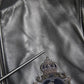 Dolce & Gabbana Black Leather Logo Embroidery Full Zip Jacket