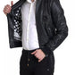 Dolce & Gabbana Black Leather Logo Embroidery Full Zip Jacket