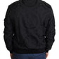 Dolce & Gabbana Black Nylon Crown Print Bomber Full Zip Jacket