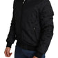 Dolce & Gabbana Black Nylon Crown Print Bomber Full Zip Jacket