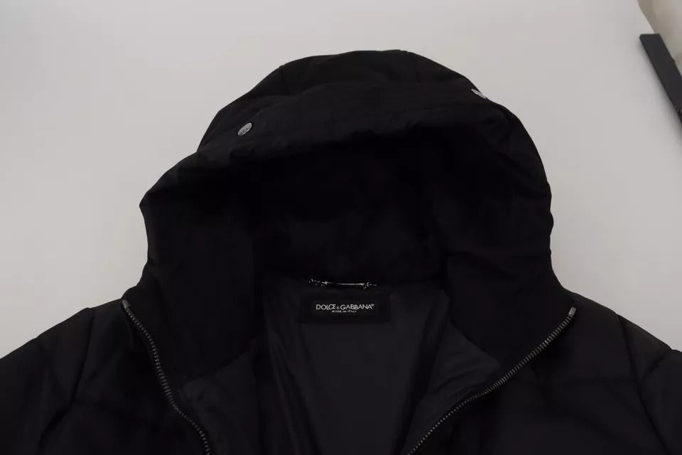 Dolce & Gabbana Black Nylon Hooded Parka Coat Winter Jacket