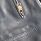 Dolce & Gabbana Blue Leather Full Zip Biker Blouson Jacket