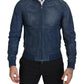 Dolce & Gabbana Blue Leather Perforated Full Zip Jacket