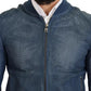 Dolce & Gabbana Blue Leather Perforated Full Zip Jacket