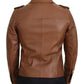 Dolce & Gabbana Brown Calfskin Button Down Blouson Jacket